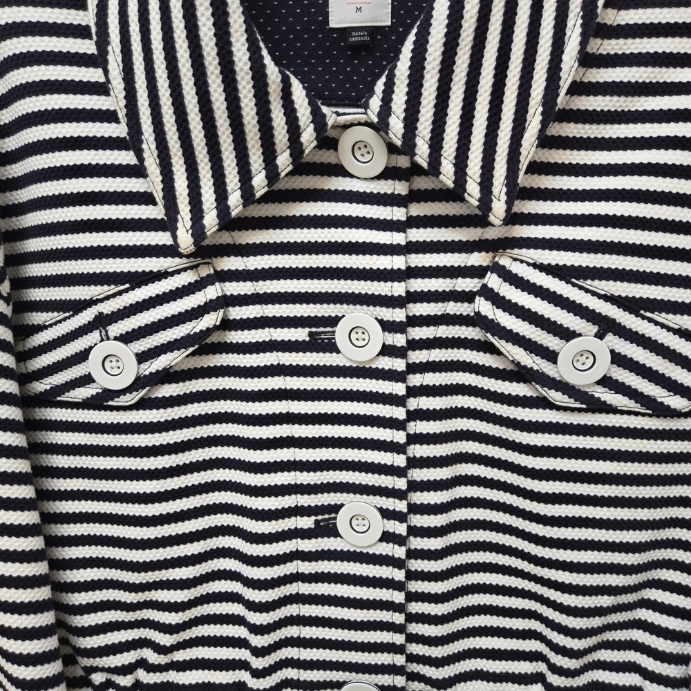 CAbi Jacket Womens M Navy Blue White Striped Nautical Harbour Workwear Casual - Picture 4 of 16